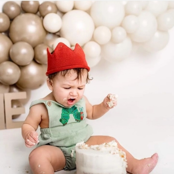 The Very Hungry Caterpillar First Second Birthday Cake Smash Romper Crown Set - Picture 2 of 16